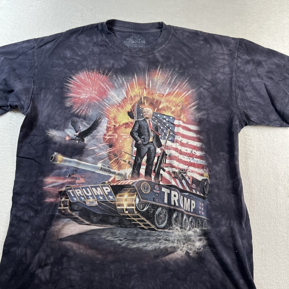 The Mountain Shirt Mens Large Black Trump Tank USA Flag Graphic Tee Top